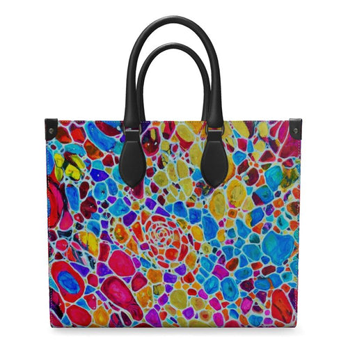 Leather Shopper Bag. "Fractals Of Happy"