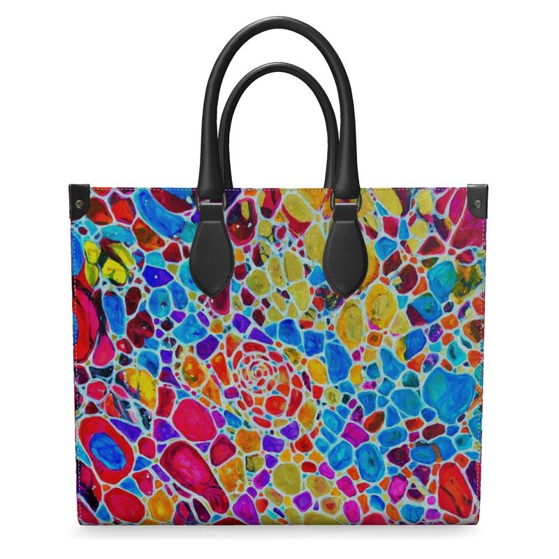 Leather Shopper Bag. "Fractals Of Happy"