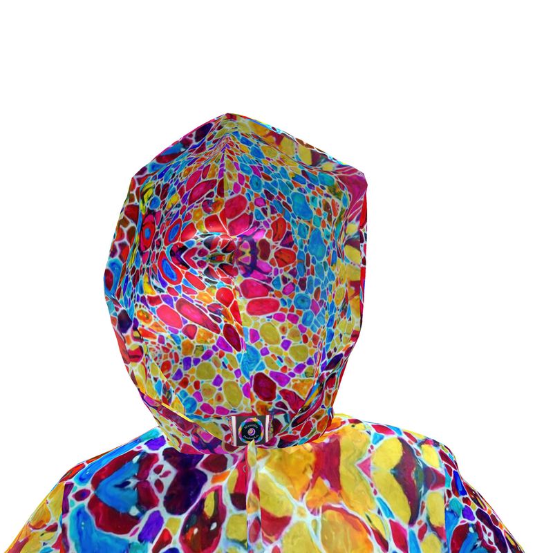 Womens Hooded Rain Jacket. "Fractals Of Happy"